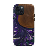 iPhone 15 Wood+Resin Live Edge Phone Case - Katina (Purple, 702247)