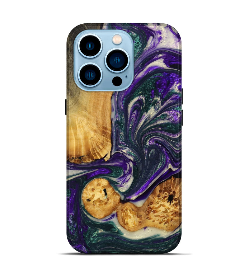 iPhone 14 Pro Wood+Resin Live Edge Phone Case - Merle (Purple, 702248)