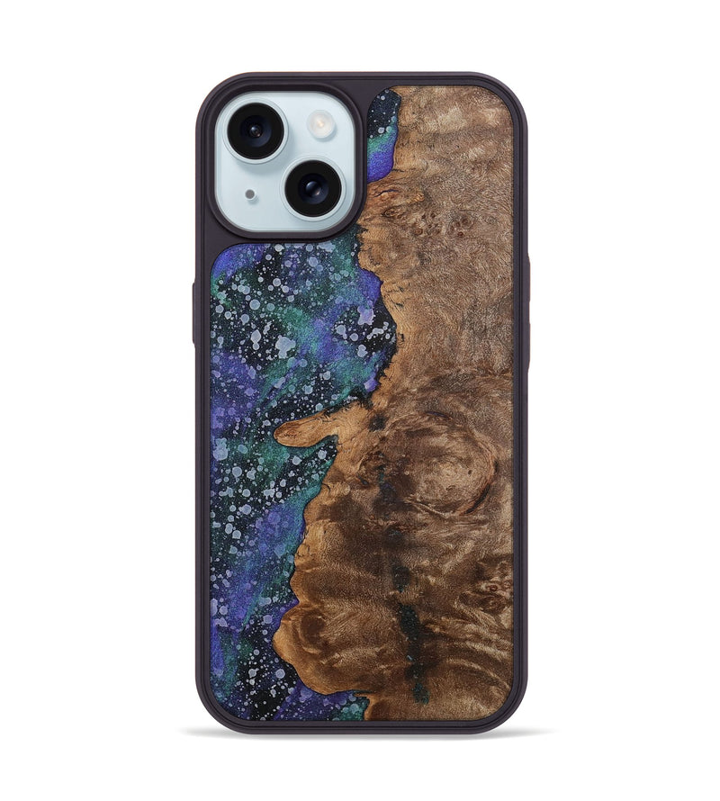 iPhone 15 Wood+Resin Phone Case - Tevin (Cosmos, 702269)