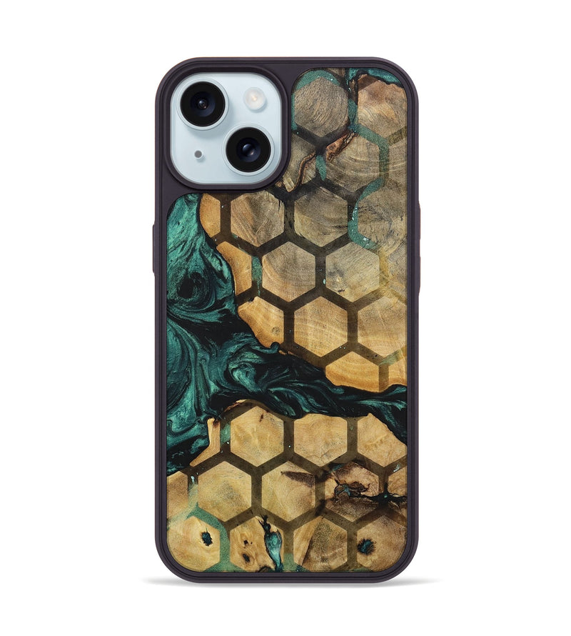 iPhone 15 Wood+Resin Phone Case - Brendon (Pattern, 702276)