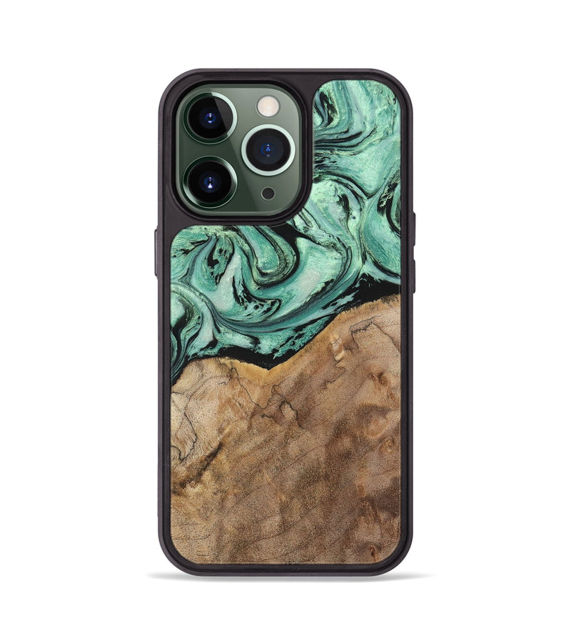 iPhone 13 Pro Wood+Resin Phone Case - Rickey (Green, 702284)
