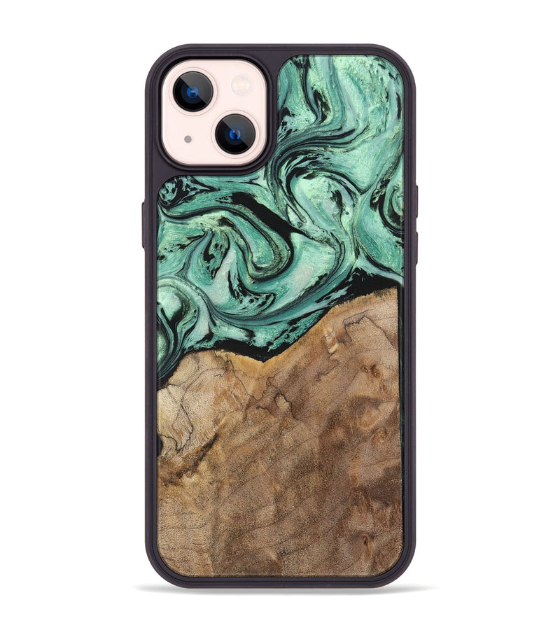 iPhone 14 Plus Wood+Resin Phone Case - Rickey (Green, 702284)