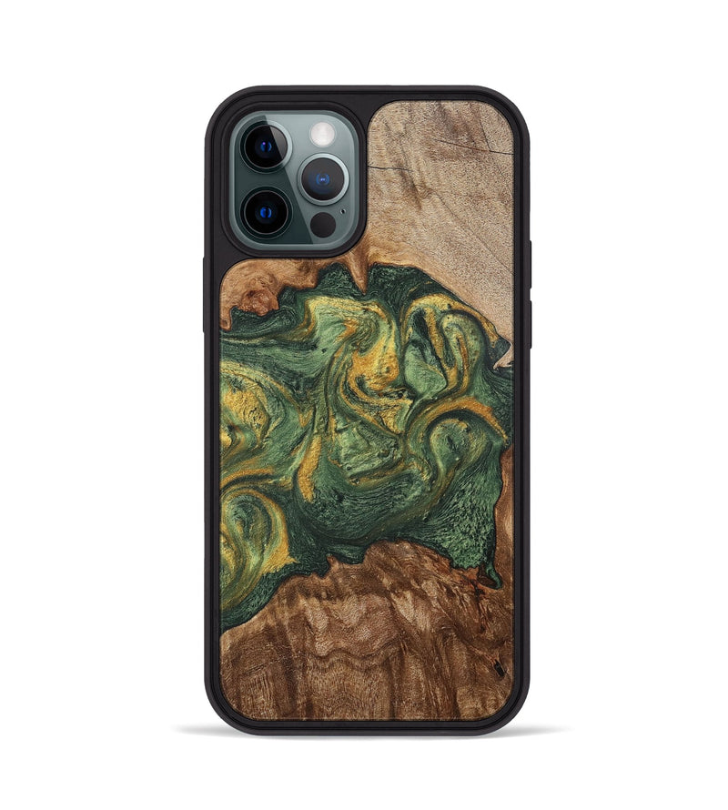 iPhone 12 Pro Wood+Resin Phone Case - Jayceon (Green, 702285)