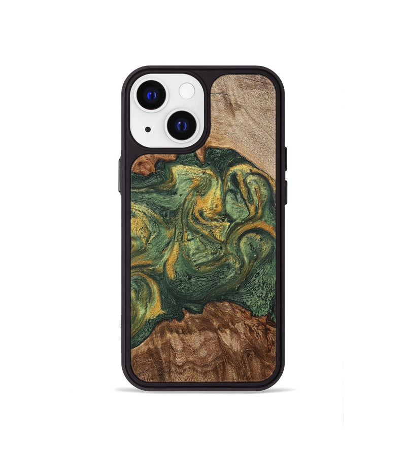 iPhone 13 mini Wood+Resin Phone Case - Jayceon (Green, 702285)