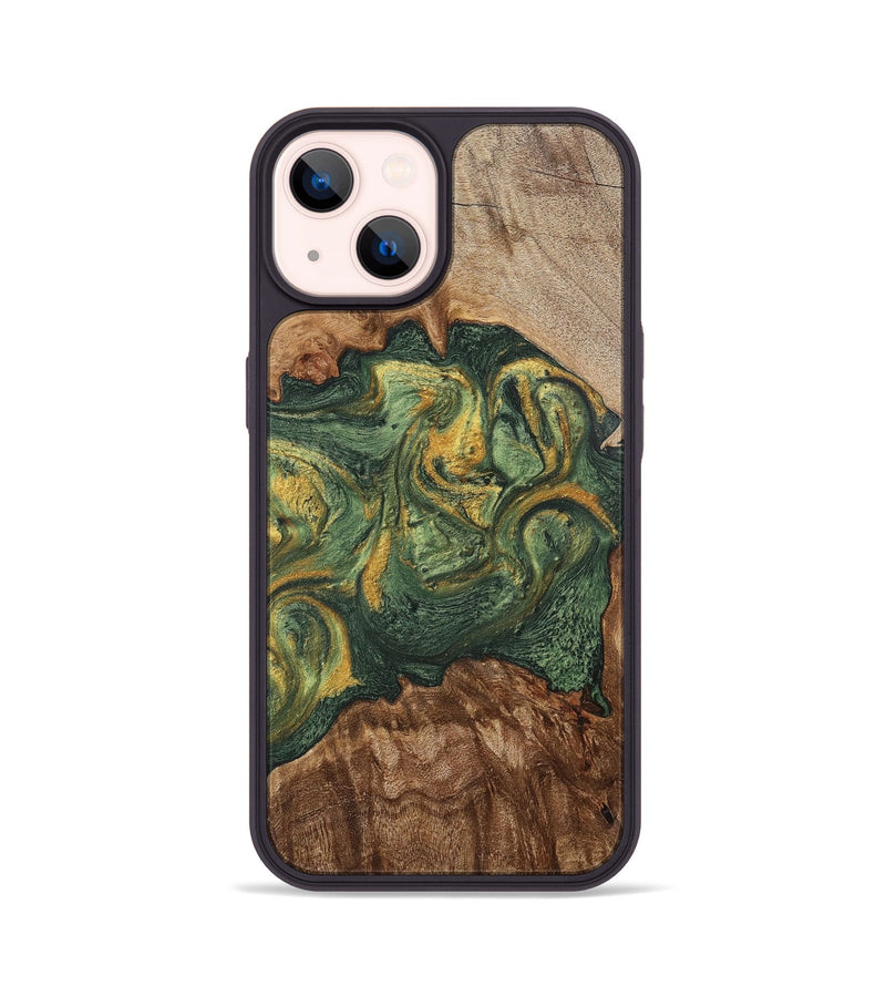 iPhone 14 Wood+Resin Phone Case - Jayceon (Green, 702285)
