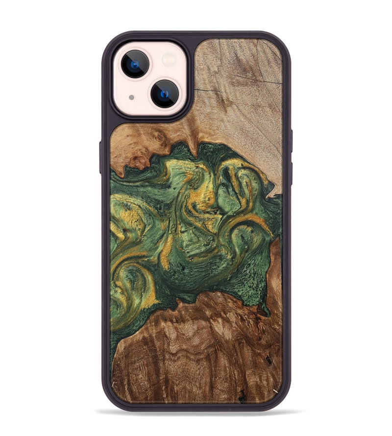 iPhone 14 Plus Wood+Resin Phone Case - Jayceon (Green, 702285)