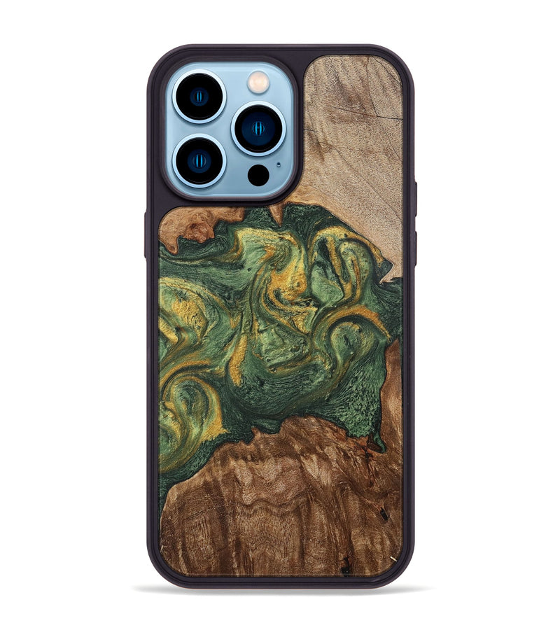 iPhone 14 Pro Max Wood+Resin Phone Case - Jayceon (Green, 702285)