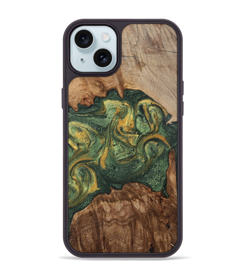 iPhone 15 Plus Wood+Resin Phone Case - Jayceon (Green, 702285)