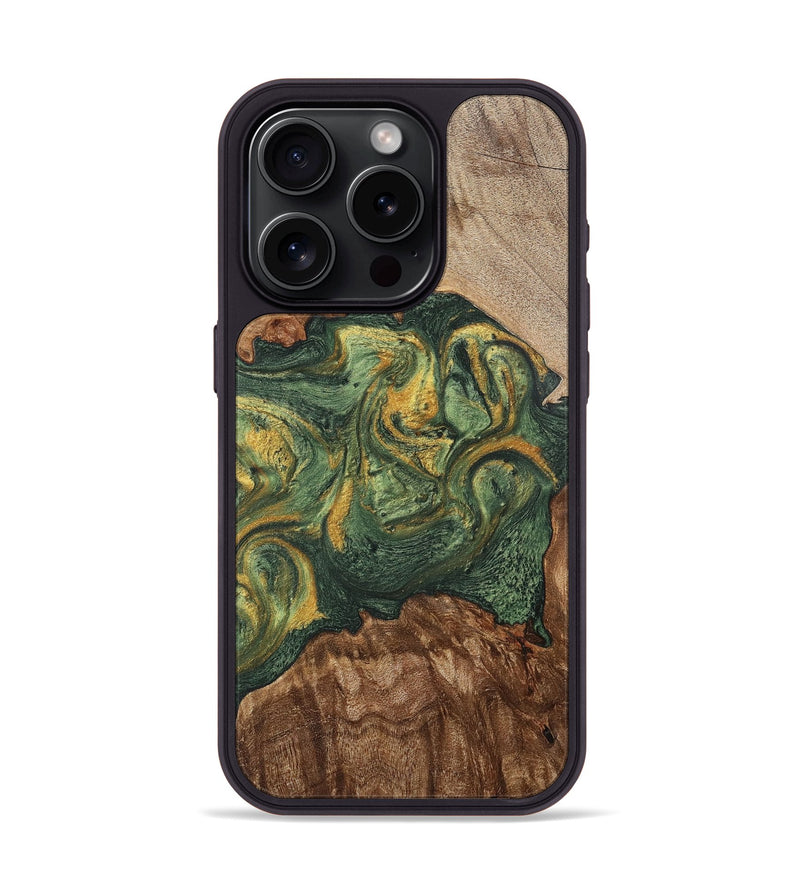 iPhone 15 Pro Wood+Resin Phone Case - Jayceon (Green, 702285)