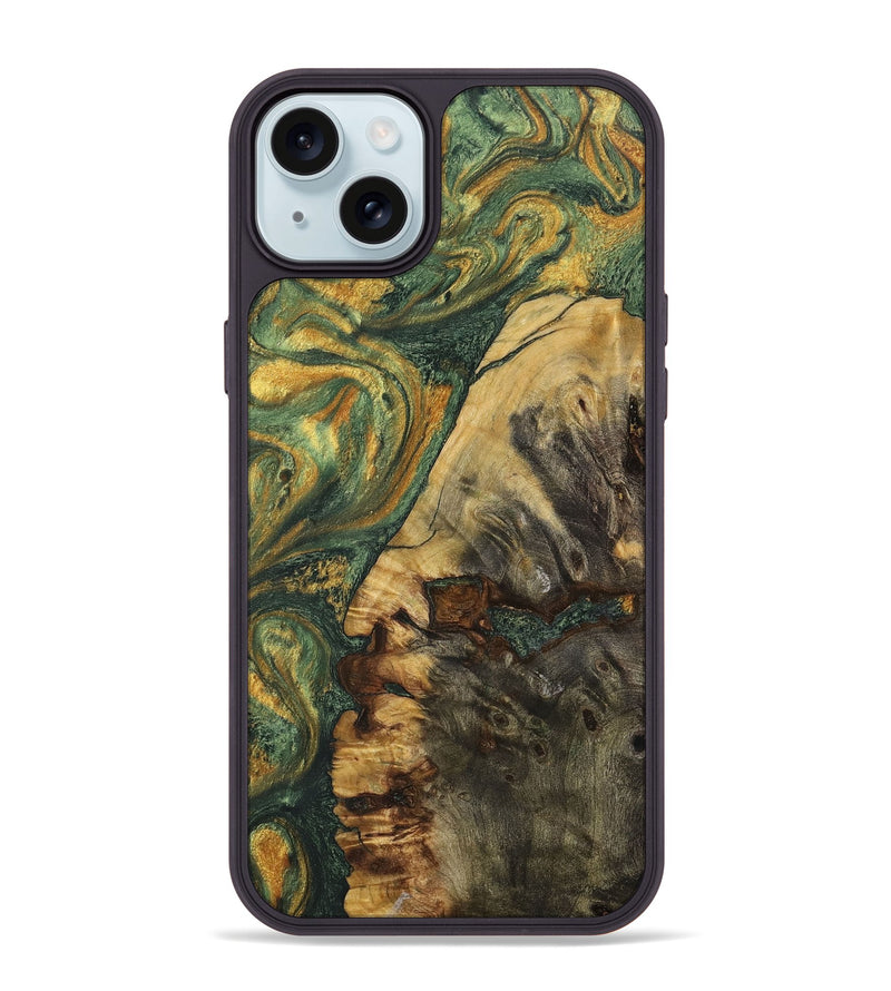 iPhone 15 Plus Wood+Resin Phone Case - Milani (Green, 702286)