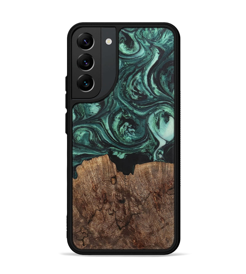 Galaxy S22 Plus Wood+Resin Phone Case - Emanuel (Green, 702287)