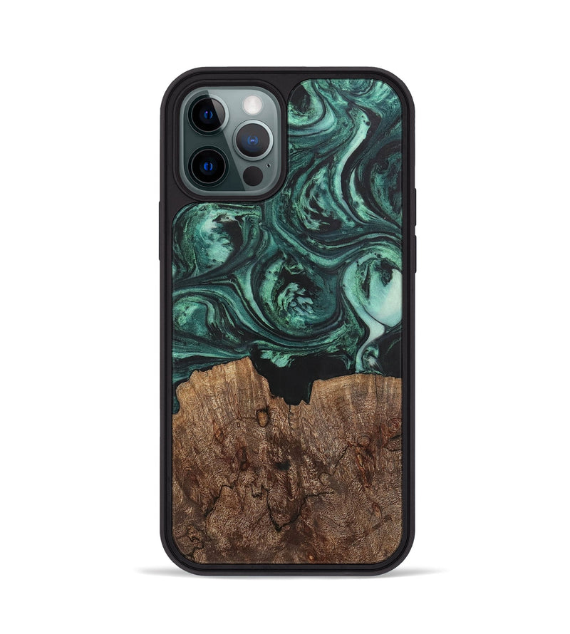 iPhone 12 Pro Wood+Resin Phone Case - Emanuel (Green, 702287)