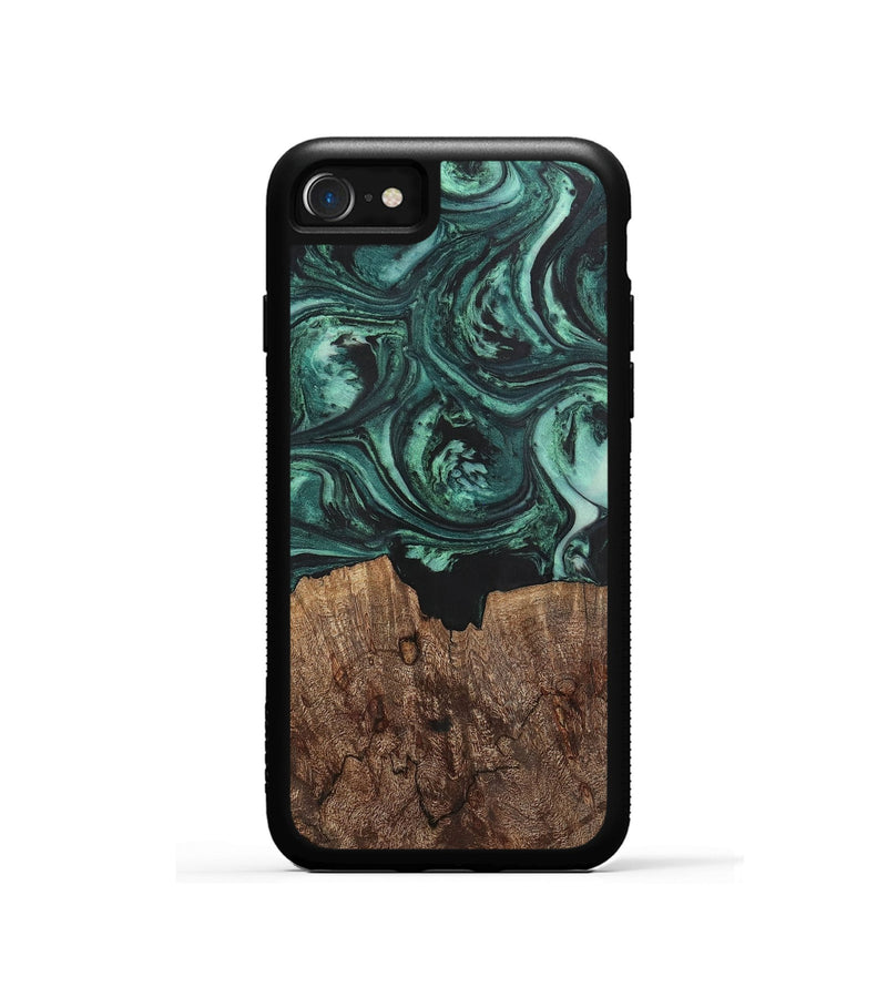 iPhone SE Wood+Resin Phone Case - Emanuel (Green, 702287)