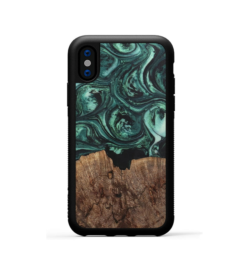 iPhone Xs Wood+Resin Phone Case - Emanuel (Green, 702287)