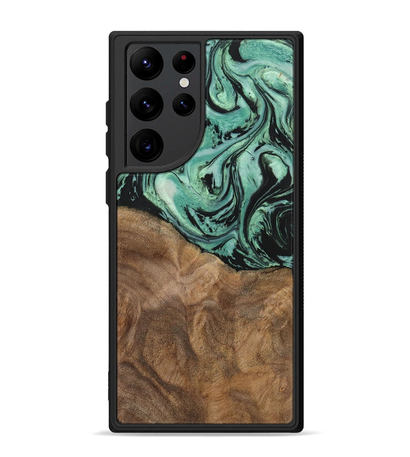 Galaxy S22 Ultra Wood+Resin Phone Case - Jewell (Green, 702289)