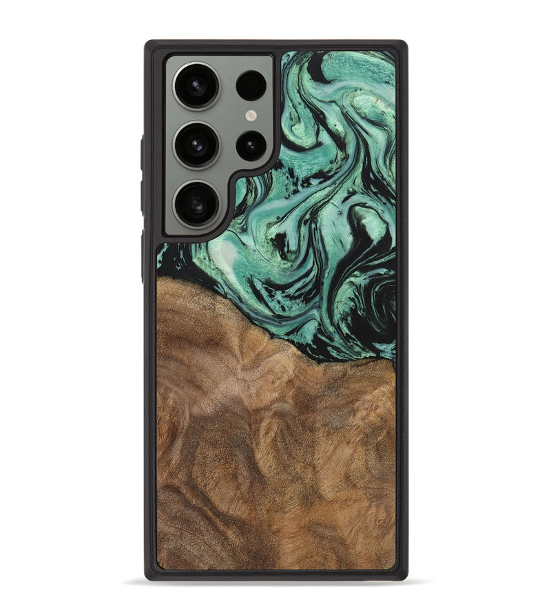Galaxy S23 Ultra Wood+Resin Phone Case - Jewell (Green, 702289)