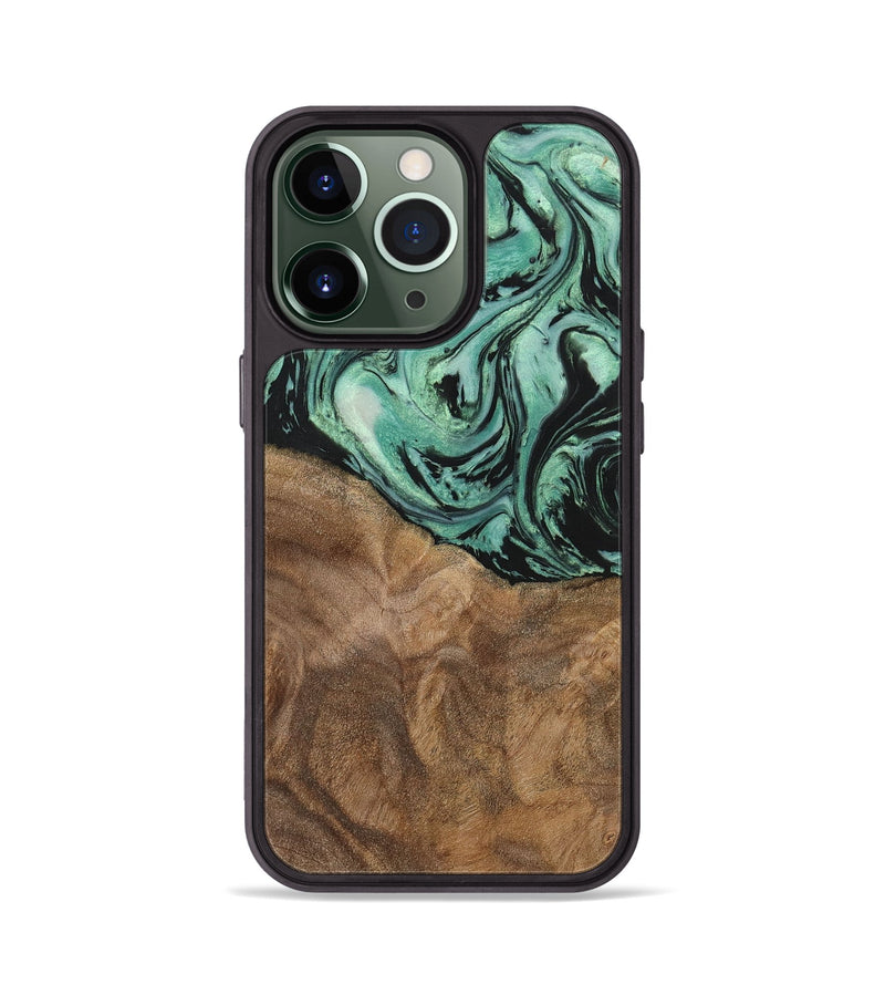 iPhone 13 Pro Wood+Resin Phone Case - Jewell (Green, 702289)