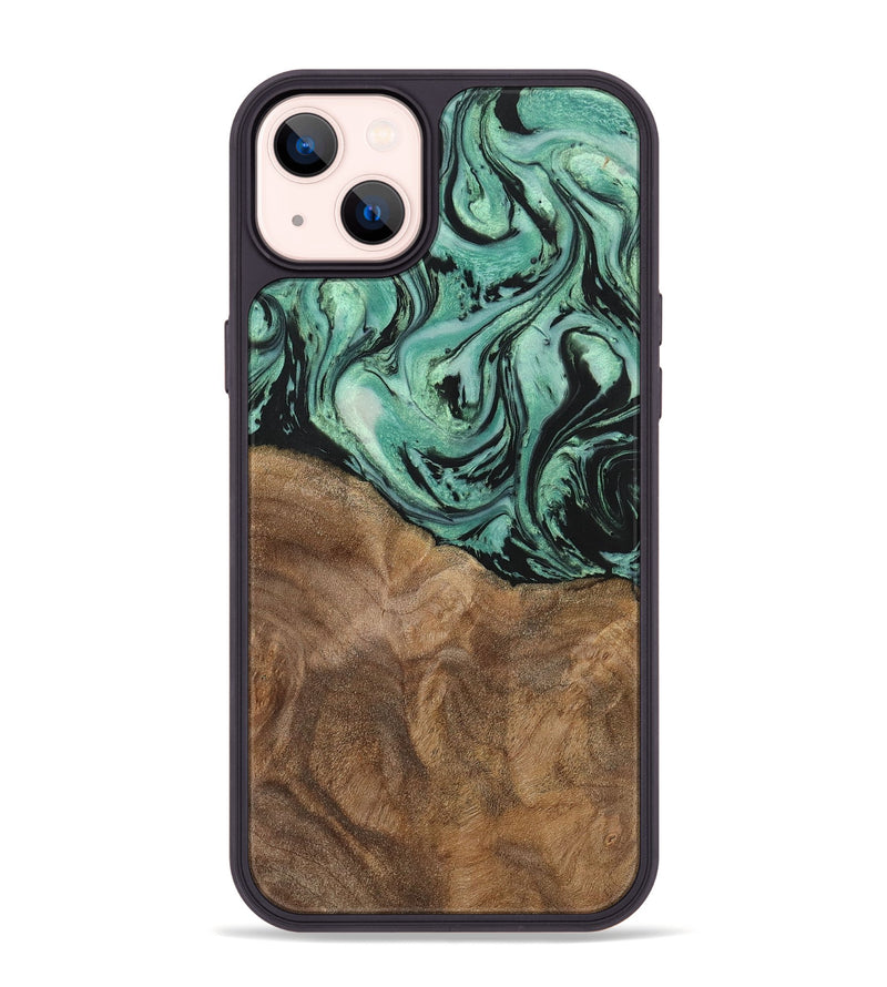 iPhone 14 Plus Wood+Resin Phone Case - Jewell (Green, 702289)