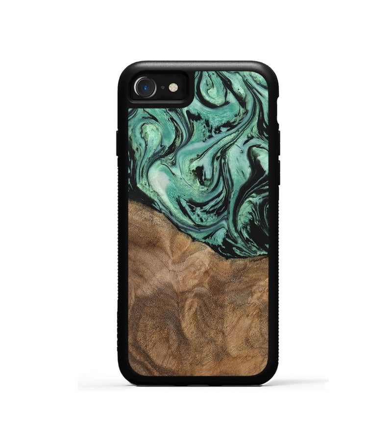 iPhone SE Wood+Resin Phone Case - Jewell (Green, 702289)