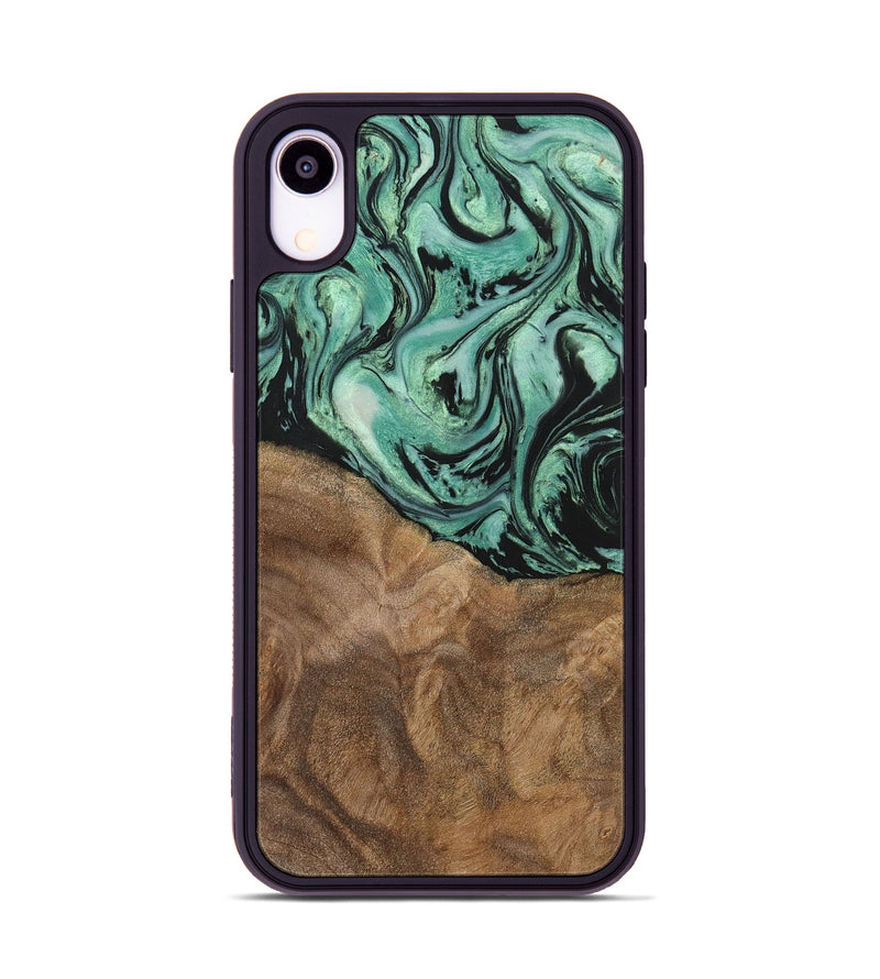 iPhone Xr Wood+Resin Phone Case - Jewell (Green, 702289)