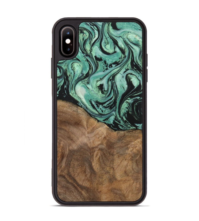 iPhone Xs Max Wood+Resin Phone Case - Jewell (Green, 702289)