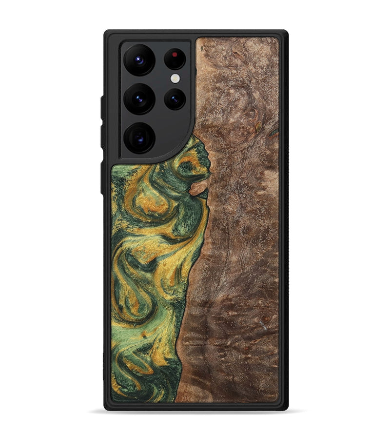 Galaxy S22 Ultra Wood+Resin Phone Case - Hanna (Green, 702290)