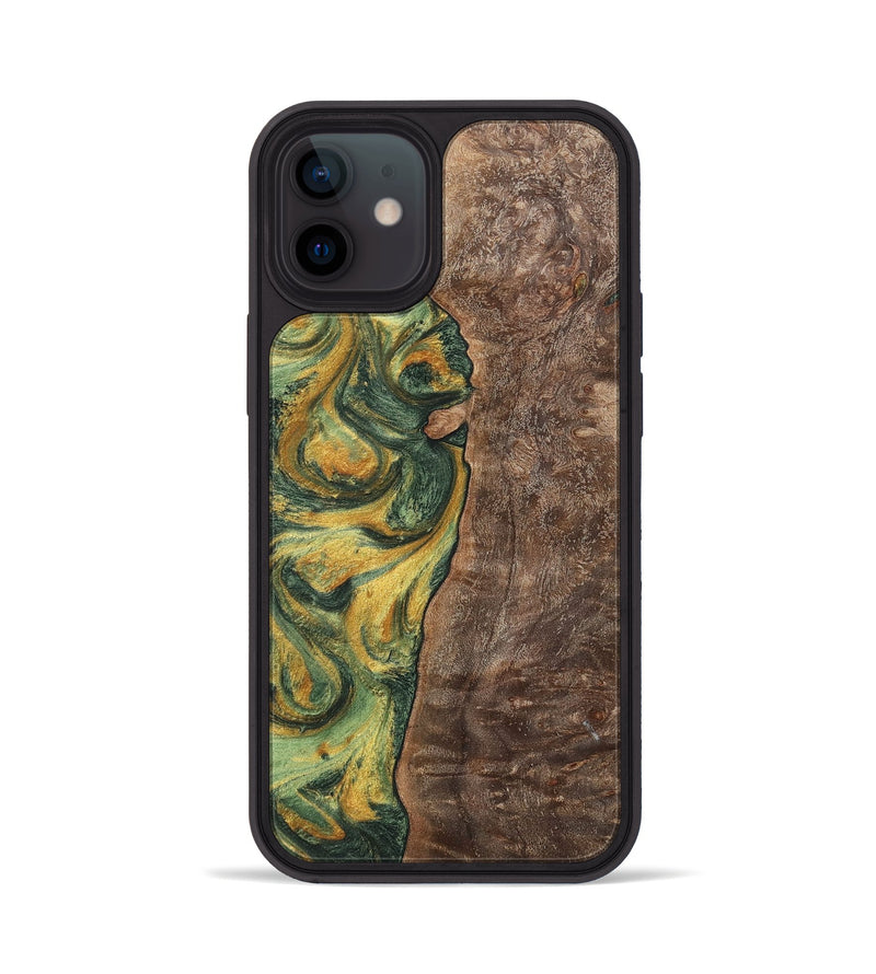 iPhone 12 Wood+Resin Phone Case - Hanna (Green, 702290)