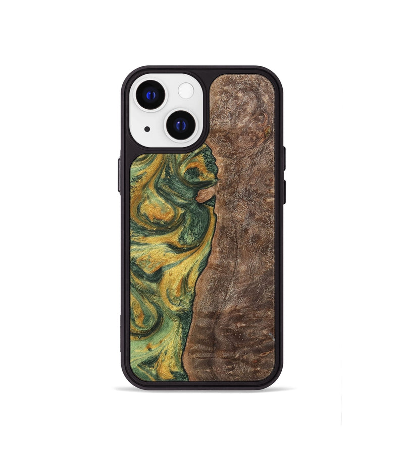 iPhone 13 mini Wood+Resin Phone Case - Hanna (Green, 702290)