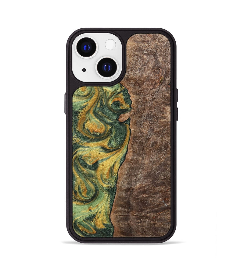 iPhone 13 Wood+Resin Phone Case - Hanna (Green, 702290)