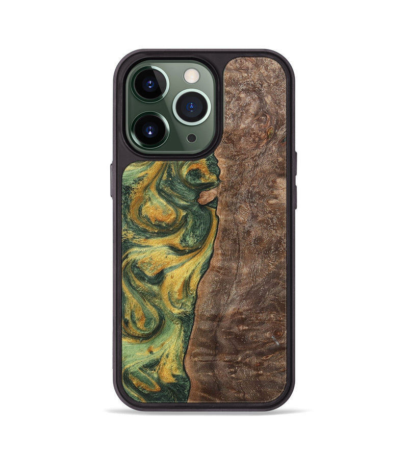 iPhone 13 Pro Wood+Resin Phone Case - Hanna (Green, 702290)