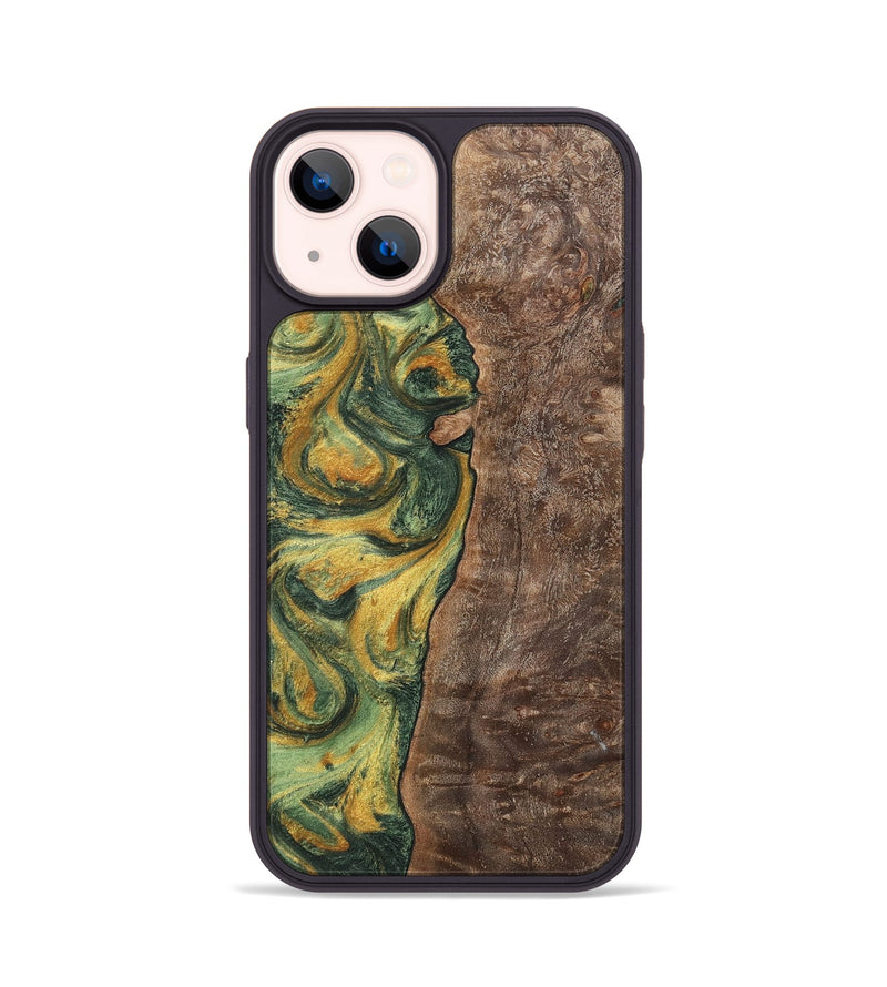 iPhone 14 Wood+Resin Phone Case - Hanna (Green, 702290)