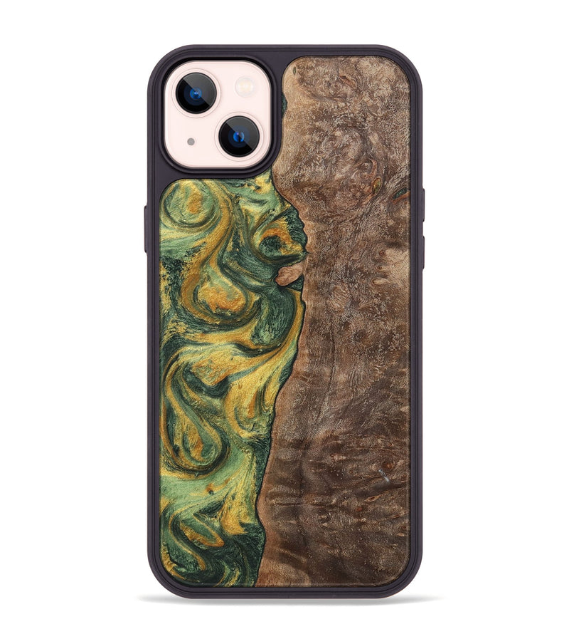 iPhone 14 Plus Wood+Resin Phone Case - Hanna (Green, 702290)