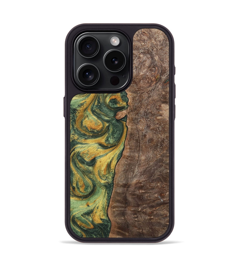 iPhone 15 Pro Wood+Resin Phone Case - Hanna (Green, 702290)