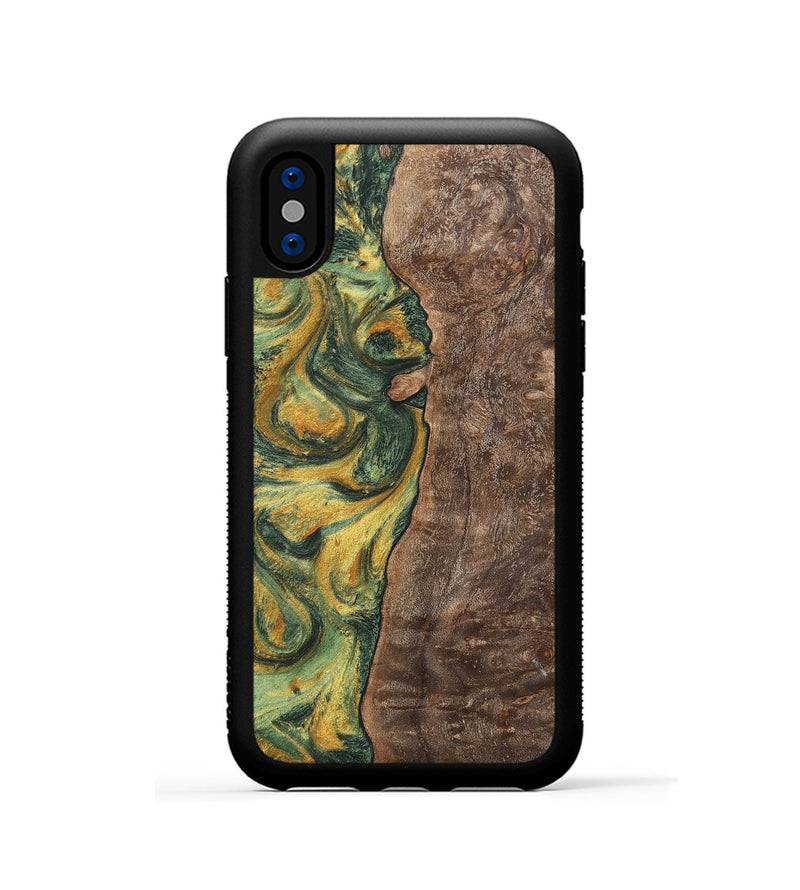 iPhone Xs Wood+Resin Phone Case - Hanna (Green, 702290)