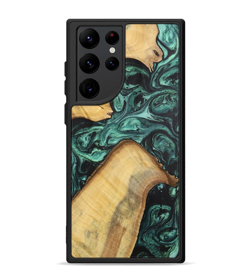 Galaxy S22 Ultra Wood+Resin Phone Case - Hudson (Green, 702294)