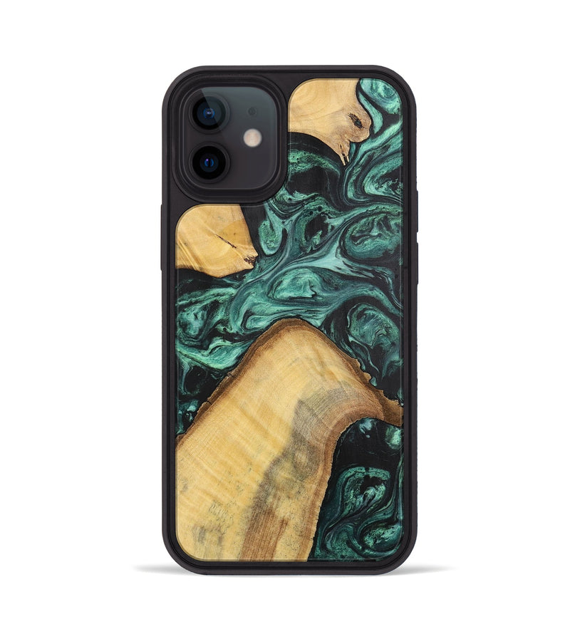 iPhone 12 Wood+Resin Phone Case - Hudson (Green, 702294)