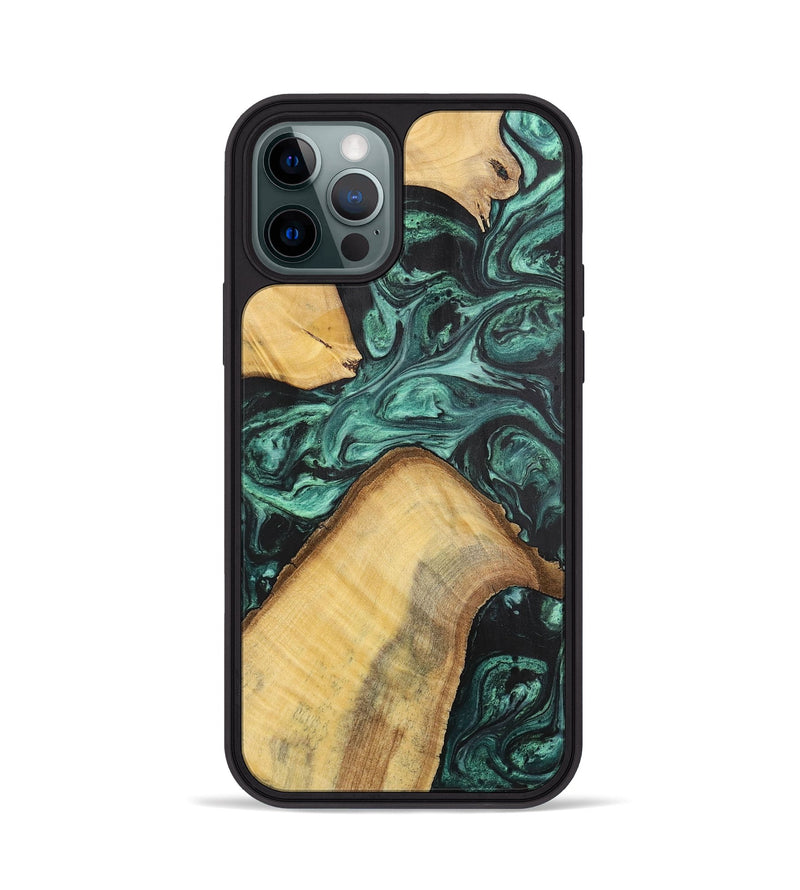 iPhone 12 Pro Wood+Resin Phone Case - Hudson (Green, 702294)
