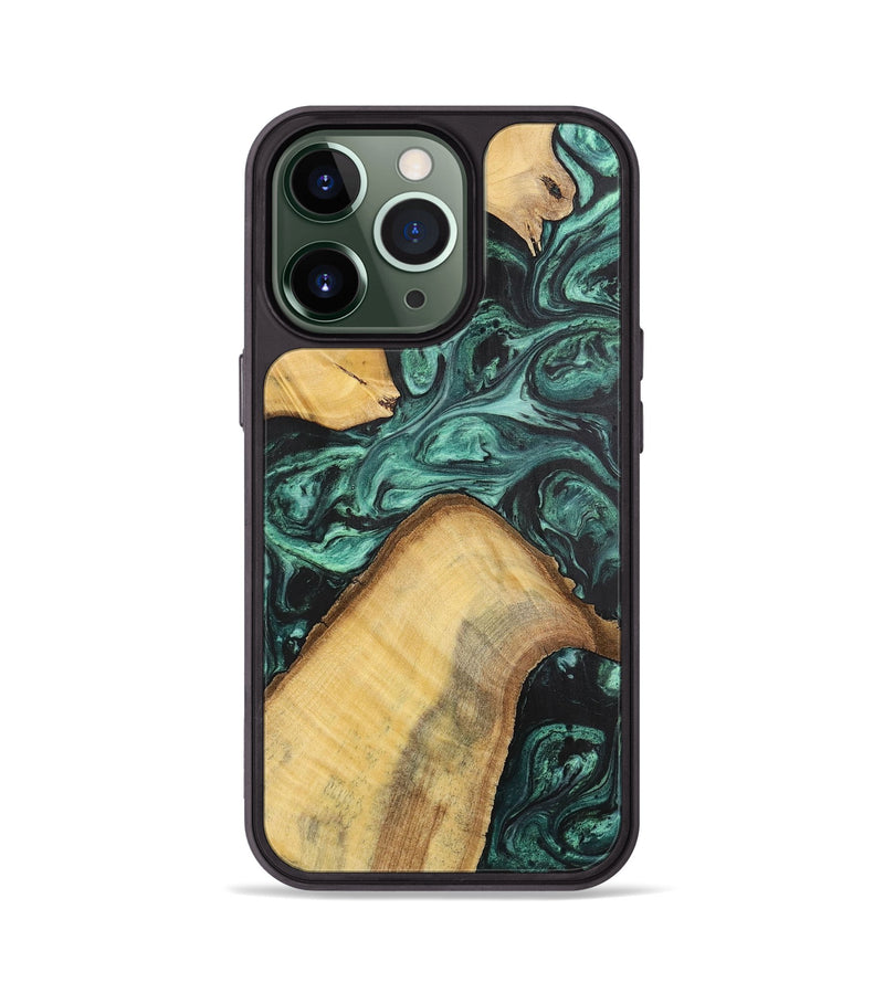 iPhone 13 Pro Wood+Resin Phone Case - Hudson (Green, 702294)