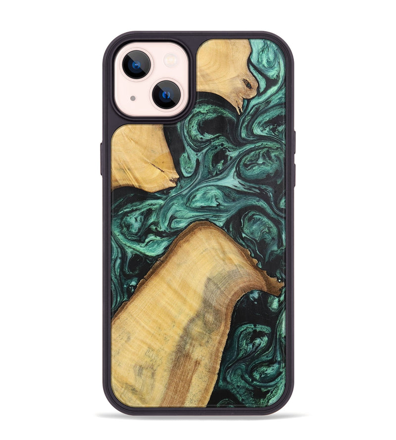 iPhone 14 Plus Wood+Resin Phone Case - Hudson (Green, 702294)