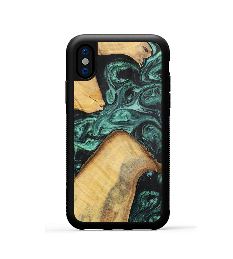 iPhone Xs Wood+Resin Phone Case - Hudson (Green, 702294)