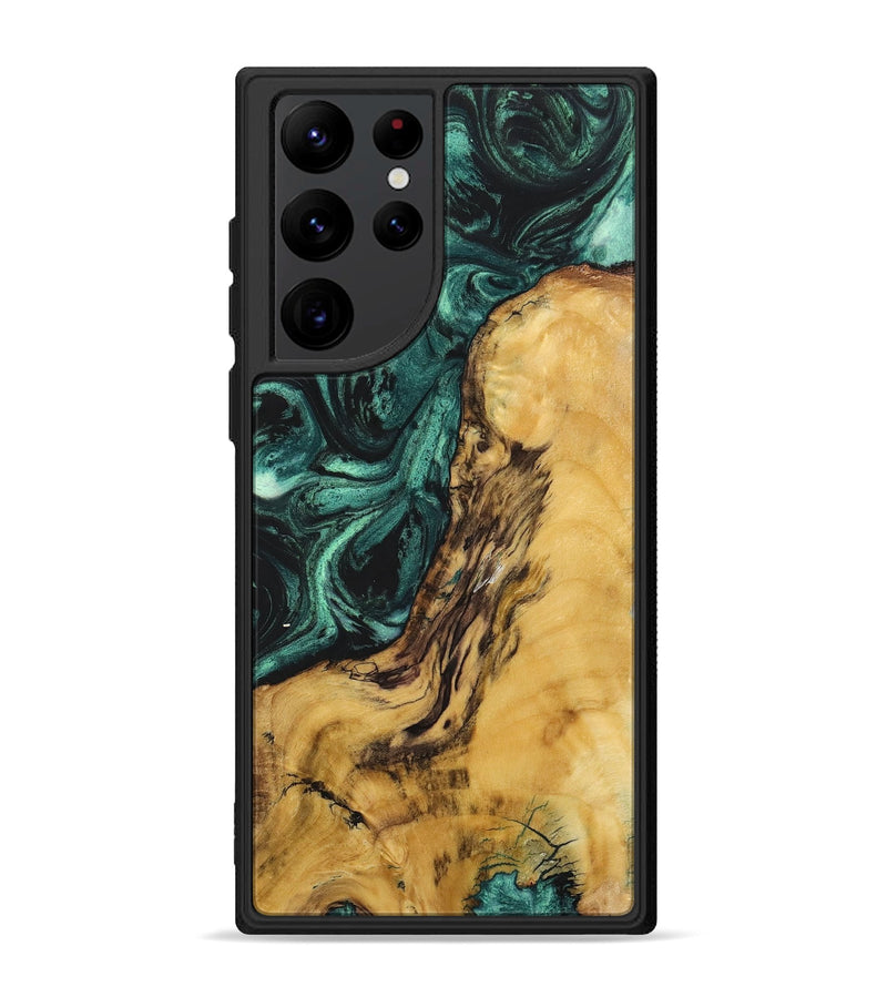 Galaxy S22 Ultra Wood+Resin Phone Case - Lane (Green, 702297)