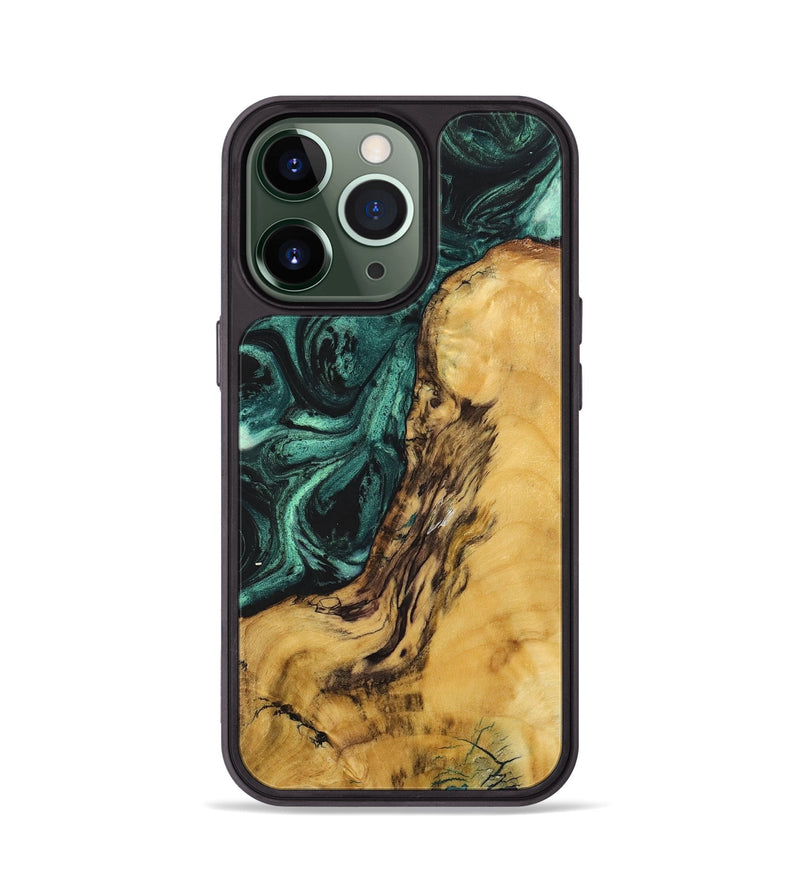 iPhone 13 Pro Wood+Resin Phone Case - Lane (Green, 702297)