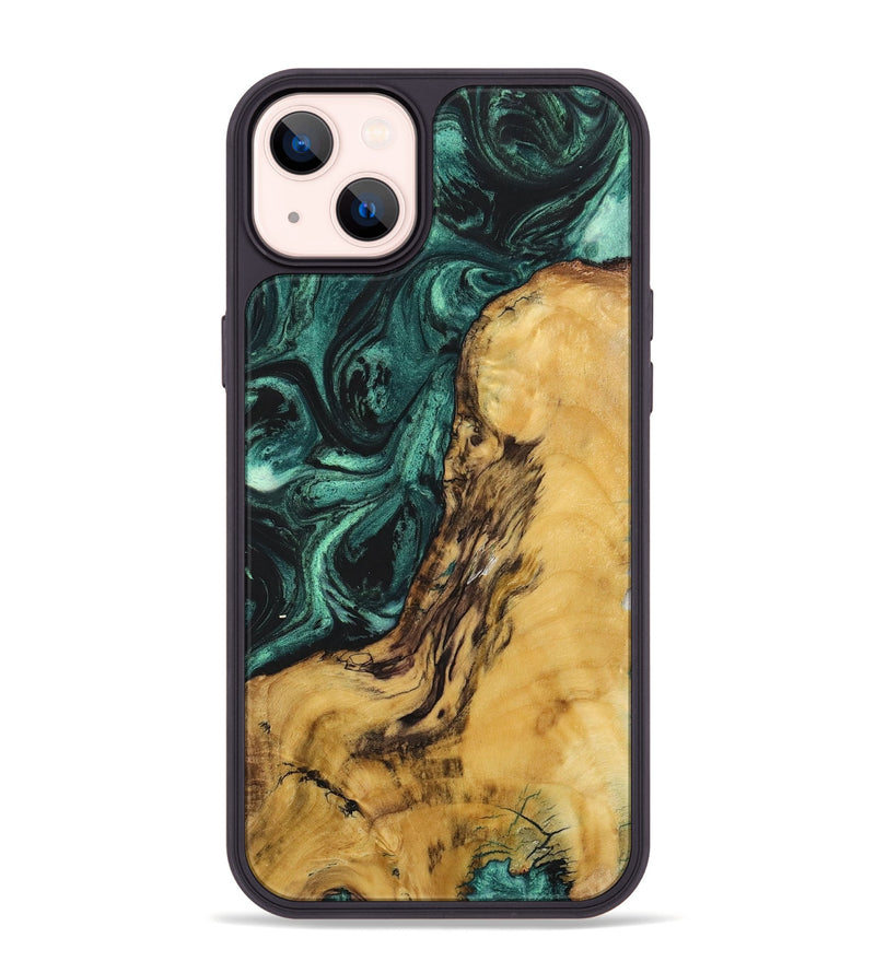 iPhone 14 Plus Wood+Resin Phone Case - Lane (Green, 702297)