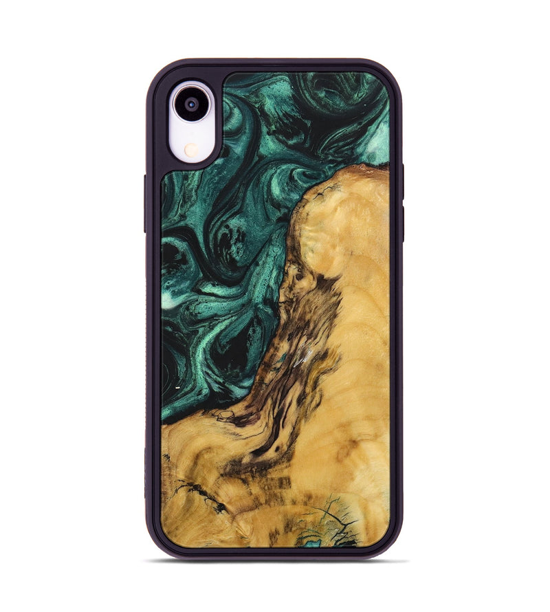 iPhone Xr Wood+Resin Phone Case - Lane (Green, 702297)