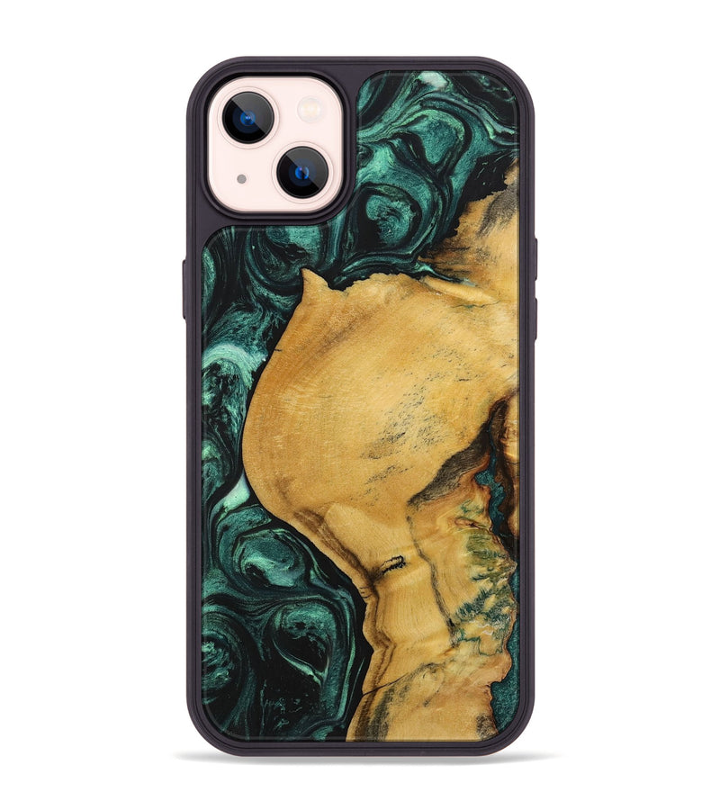 iPhone 14 Plus Wood+Resin Phone Case - Kenny (Green, 702301)