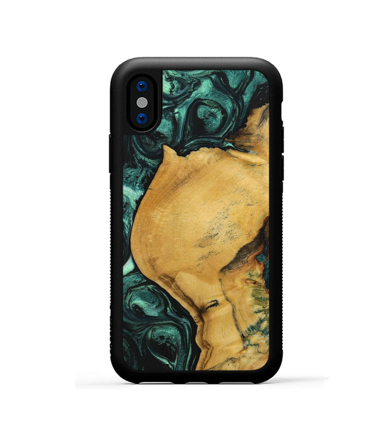iPhone Xs Wood+Resin Phone Case - Kenny (Green, 702301)
