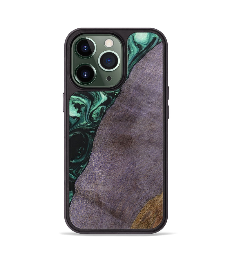 iPhone 13 Pro Wood+Resin Phone Case - Felix (Green, 702302)