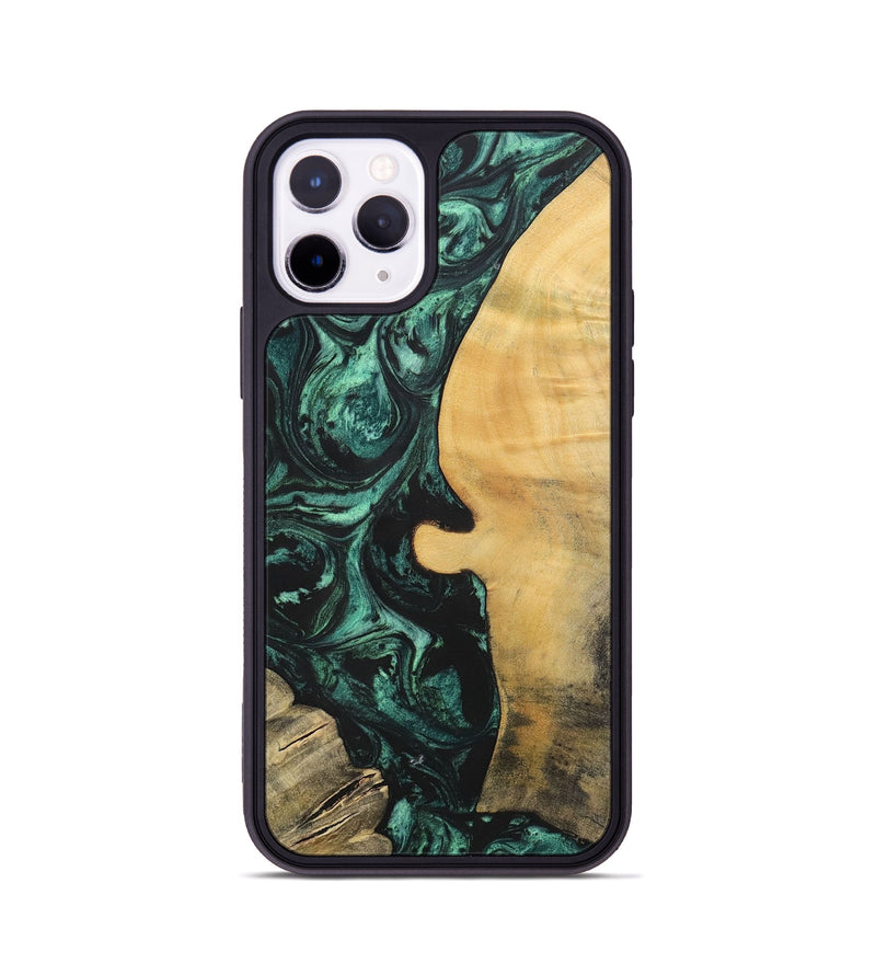 iPhone 11 Pro Wood+Resin Phone Case - Melody (Green, 702304)