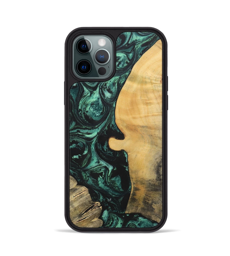 iPhone 12 Pro Wood+Resin Phone Case - Melody (Green, 702304)