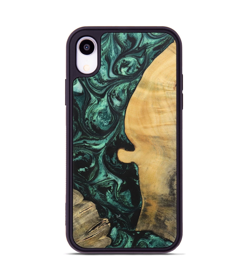 iPhone Xr Wood+Resin Phone Case - Melody (Green, 702304)